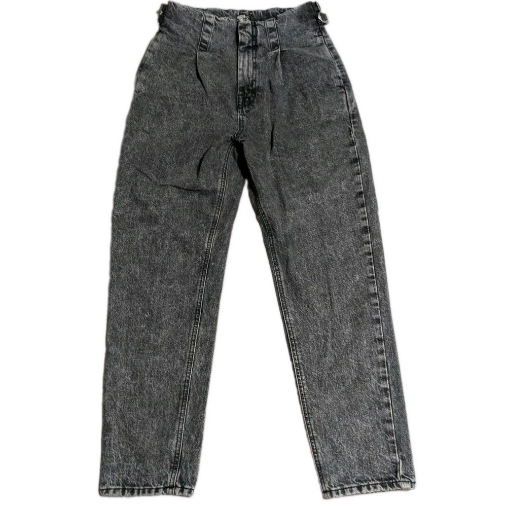 PRPS Womens 27 High Rise Tapered Jeans Gray Acid Wash Made in Italy Side Buckles